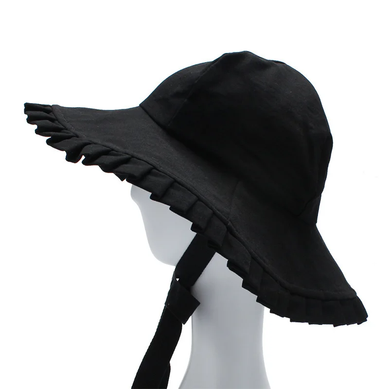 Складные хлопковые пляжные шляпы от солнца для женщин, модный дизайн, Женская Складная соломенная шляпа с полями, плиссированная дышащая уличная Кепка