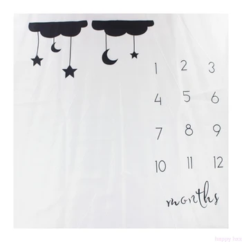 

Newborn Baby Milestone Number Cloud Pattern Mat Blanket Photography Background Backdrop Cloth