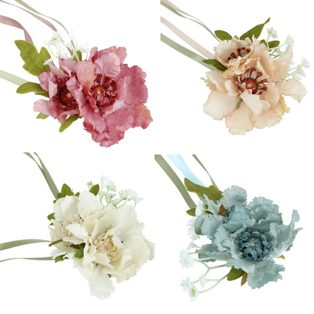 

Wedding Flower Brides Bridesmaids Stretch Wedding Rose Wrist Corsage Silk Flower Favors