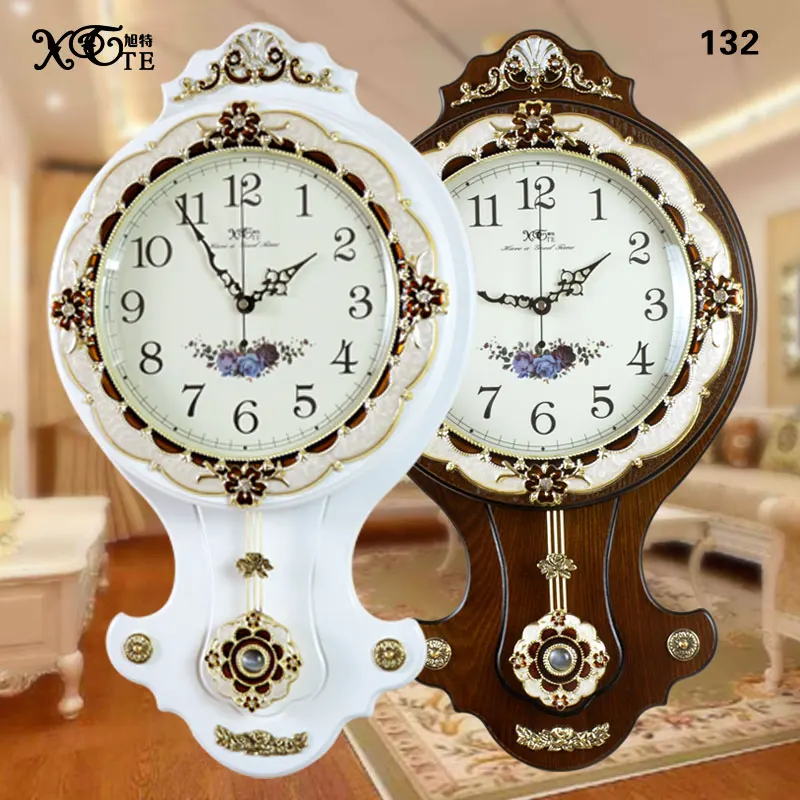 

wholesale Large solid wood table clock retro mute girl Arts Crafts Wall clock fashion rustic wall clock pendulum clock mute wall