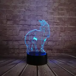 2018 Новый животных Единорог Лошадь 3D Иллюзия светодио дный ночные огни светодио дный тумбочка сна RGB лампы Home Decor Детская день святого