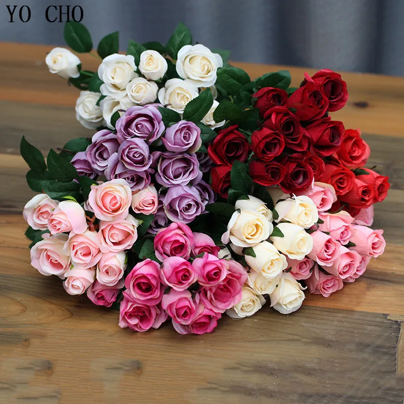 high quality silk 12 heads artificial rose bouquet for home decor wedding decoration (6)