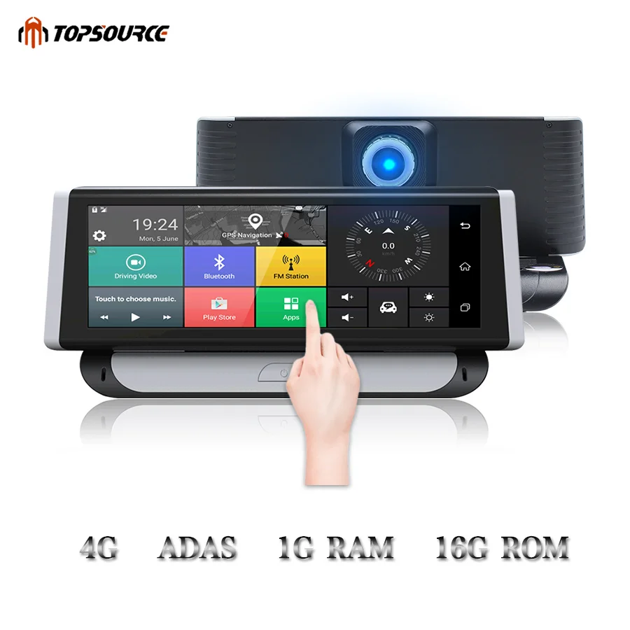 Автомобильный видеорегистратор TOPSOURCE 4G ADAS GPS навигация Full HD 1080P 6 86 дюйма Android 5 1 с