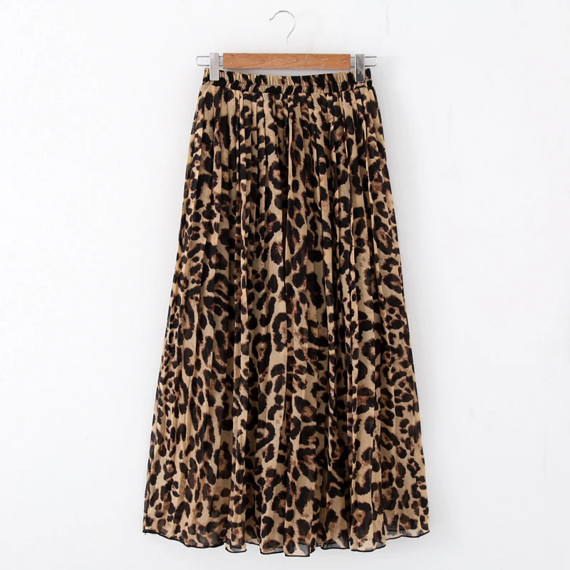 Stinlicher Fashion Women Summer Beach Leopard Casual Chiffon Max Skirt Pleated Long Skirt Ladies Elastic Waist Long Skirt Stinlicher Fashion Women Summer Beach Leopard Casual Chiffon Max Skirt Pleated Long Skirt Ladies Elastic Waist Long Skirt