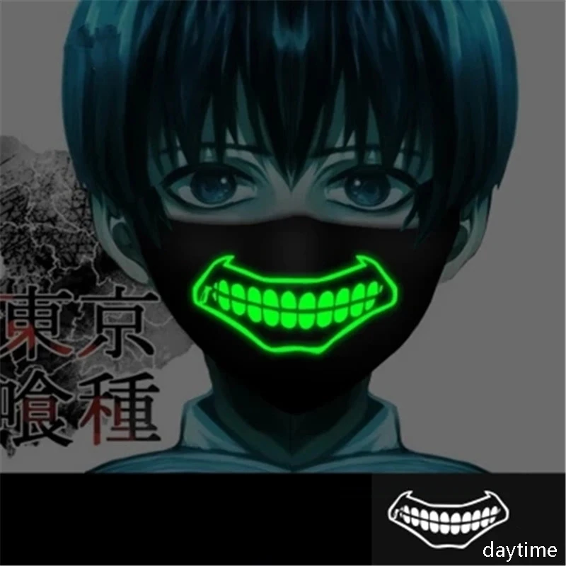 

Tokyo Ghoul Luminous Face Mask Anime Tooth Noctilucent Luminescent Mouth Mask Cotton Anti-dust Pollution Masks Mouth Face Masks