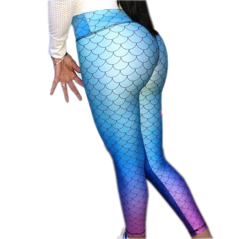 Buy 2018 New Blue fish scale Printed Legings High