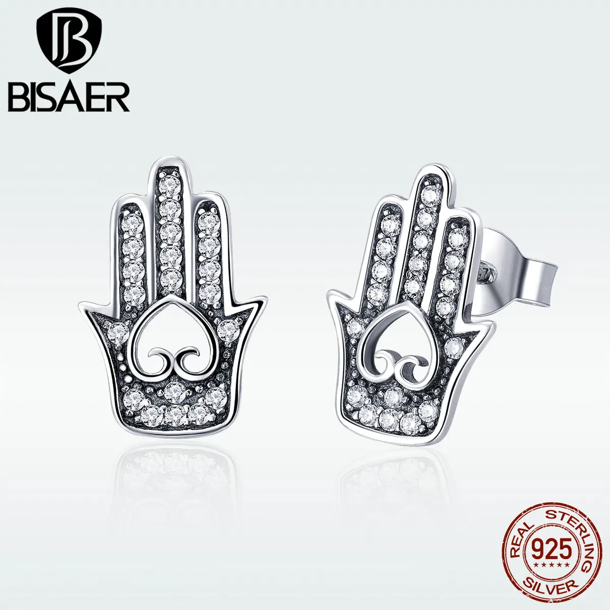 

2019 New Stud Earrings 925 Sterling Silver Gothic Ethnic Fatima Hand Stud Earrings for Women Silver 925 Jewelry Brincos GXE416