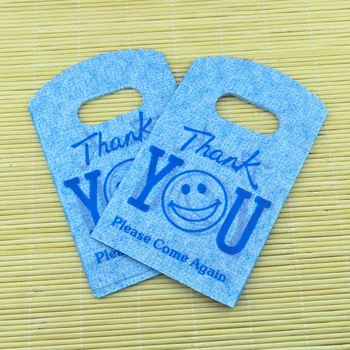 

Free Shipping 150Pcs/lot Small Plastic Bags 9x15cm Blue "Thank You" Print Boutique Jewelry Packaging Bags Cute Plastic Gift Bag
