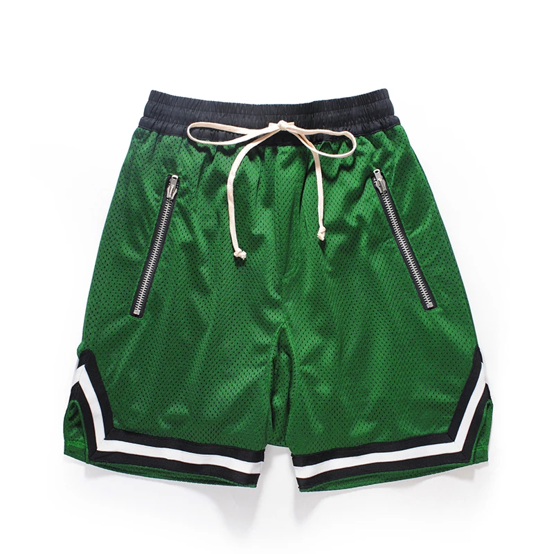 HZIJUE 2018 Summer Hip hop kanye Justin Bieber Mesh the double layer Pocket zipper Men shorts drawstring sweatpant men shorts