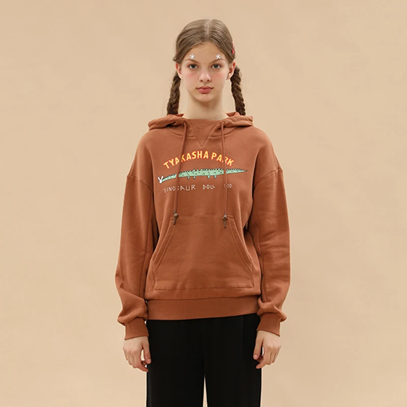 Spring Casual Women Hoodies Brown 