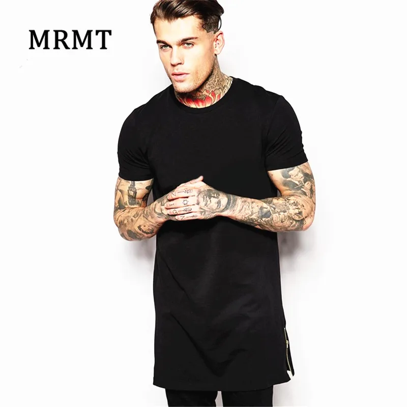 

2019 Long Size Black Mens T shirt Tops T Shirt men Short Sleeve Casual T-Shirt With Zip Hip Hop Male TShirt Fashion Longline Tee