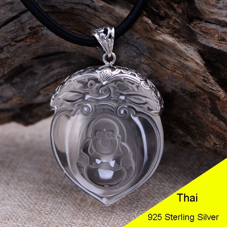 

925 Sterling Silver Maitreya White Crystal Pendant Women Thai Silver Fine Jewelry Gift Necklace Accessories DIY Kit CH039764