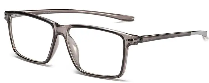 High Quality Matte Frame Men's Business Reading Glasses TR90 Thin Optics Computer Diopter Glasses Retro Square Eyeglasses Unisex - Frame Color: clear gray TR90