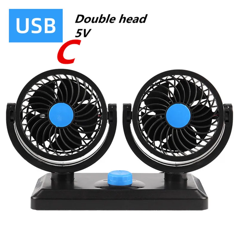12V 24V 5V Car Fan Mini 360 Rotating Dual Head Portable Car Seat Clip Fan Strong Wind Air Cooler Summer Air Cooling