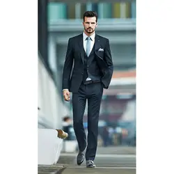 На заказ для мужчин смокинги для женихов костюмы с лацканами Slim Fit две пуговицы Мужчин's костюм жениха бизнес костюм (куртк