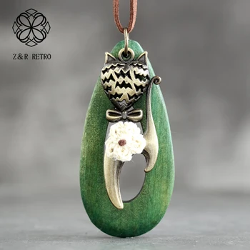 

Women Long Necklace Wooden Heart Necklaces &Pendants Female Accessories Chains Carved Necklace Wooden Jewelry 4*9cm