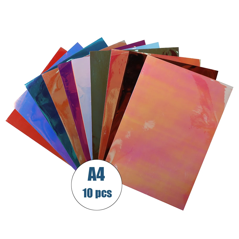 

HOHOFILM Holographic Cutting Vinyl With Adhesive 10pcs A4 Holographic Craft VinylSheets/Pack for Craft Cutters,Sign Plotters