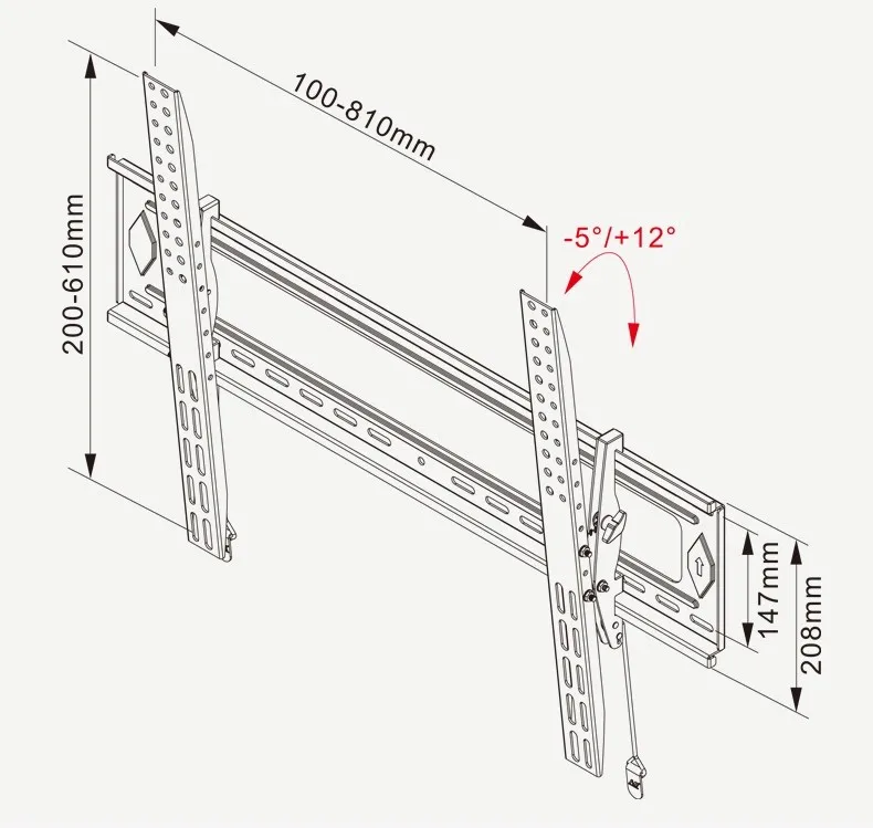 NBD90-T 7"-90" плоский светодиодный ЖК-телевизор настенный монтаж Легкий наклон установка с замком