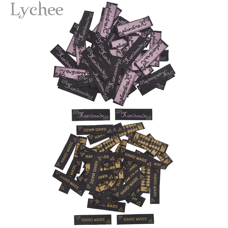Lychee Life 50 шт. тканые этикетки ручной работы с буквенной вышивкой моющиеся ярлыки