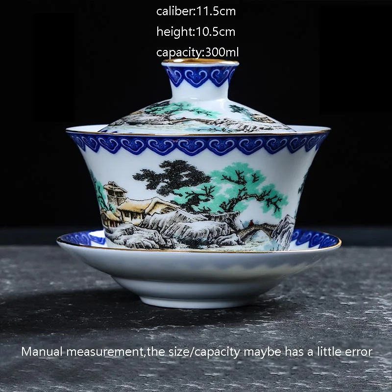 Китайский Стиль Керамика Gaiwan Jingdezhen синий и белый фарфор Посуда для напитков офисные Чай церемонии Чай Чаши Чай горшок отправлен друг подарок - Цвет: E