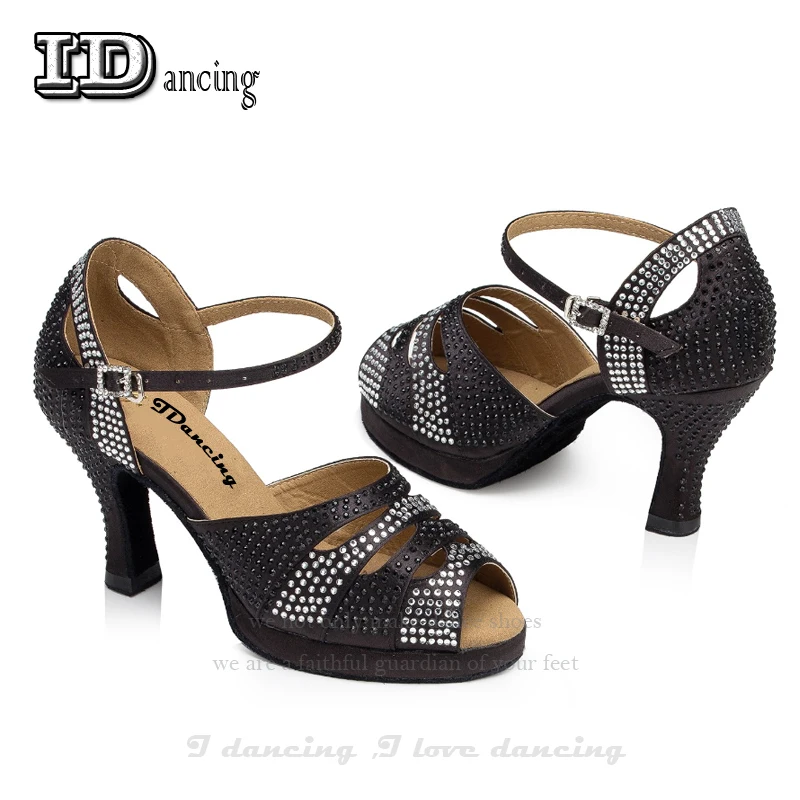 

Women's Rhinestone Shoes Salsa Rhinestone Shoes Dance Shoes With Platform zapatos de baile latino mujer Ballroom Dancing Shoes