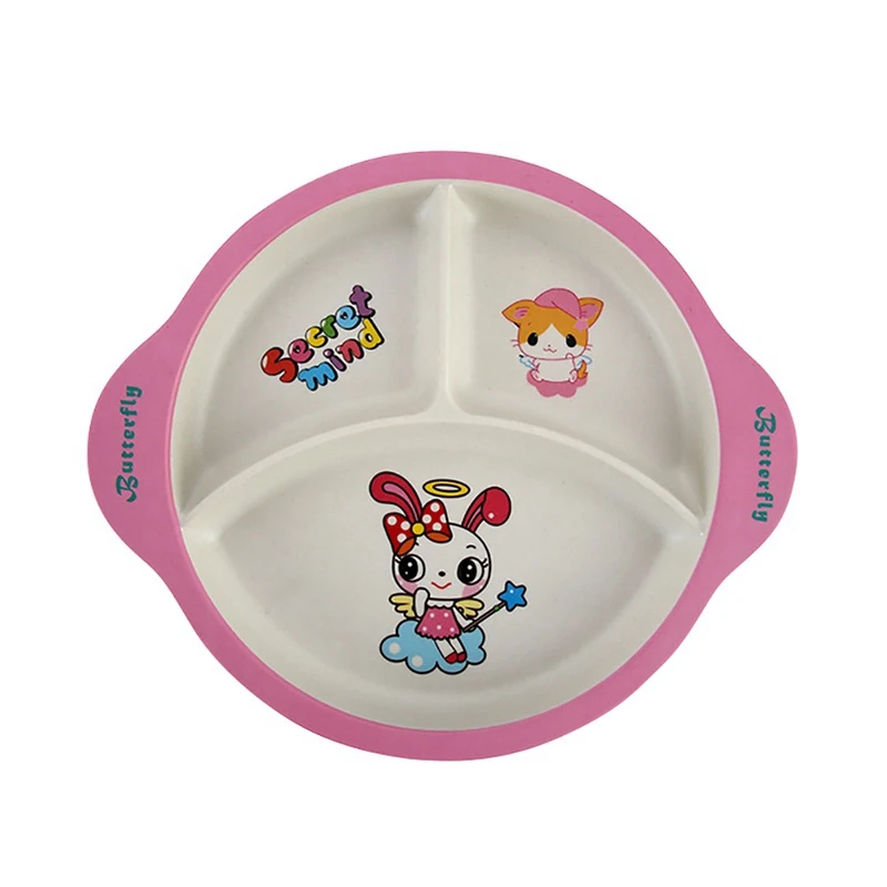 Anti-hot Training Dinner Plate Baby bowl+spoon+fork Feeding Food Tableware Cartoon Kids Dishes Eating Dinnerware - Цвет: 21