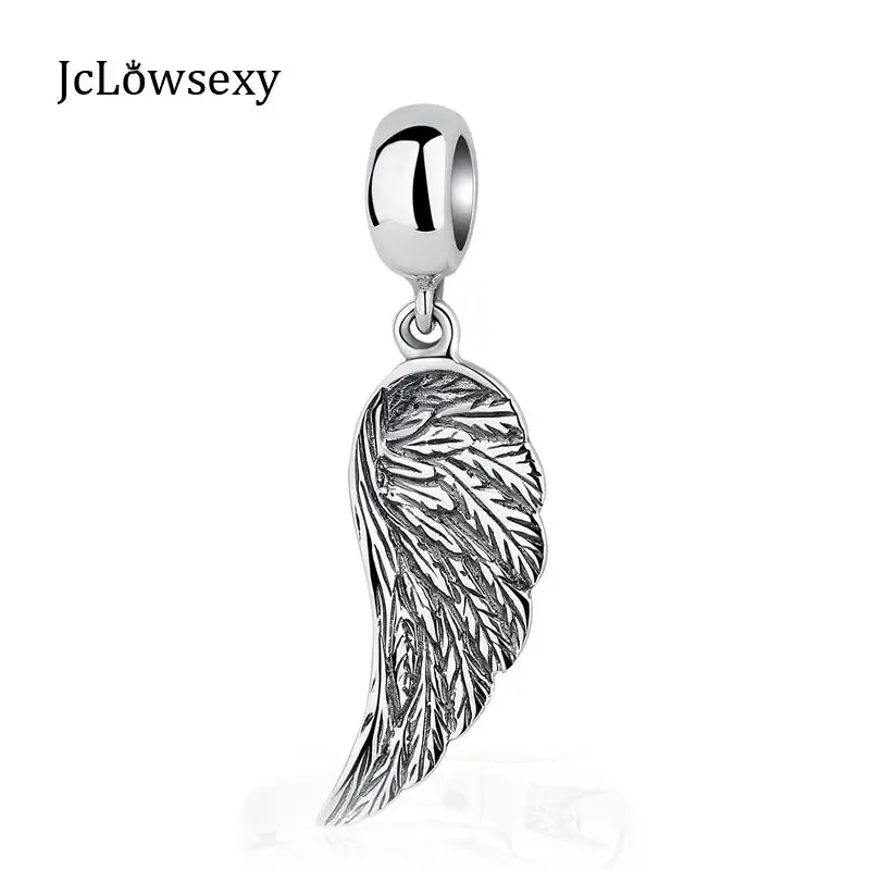 

Authentic 925 Sterling Silver Beads Charm Angel Wings Pendant Antique Hanging Bead Fit Pandora Bracelets DIY Charms Jewlery