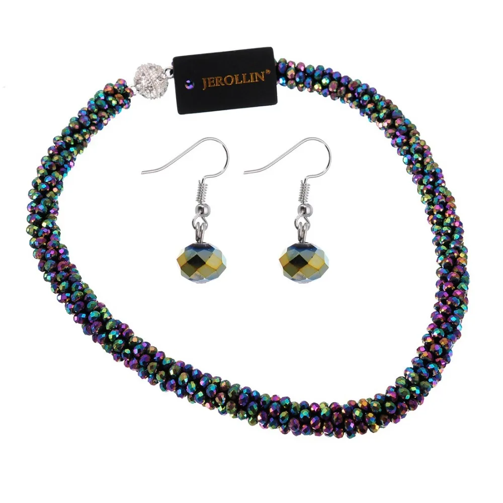 

Hot Selling Fashion Lady Women Jewelry 11 Colors Cristal Chain Necklace Earring Jewelry Sets