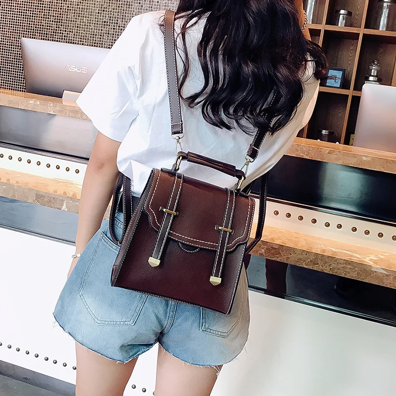 

Women Backpack Leather School Bags for Teenager Girls Female Vintage Small Backpack Fashion Double Arrow Shoulder Bags Mochila