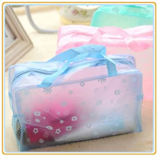 

New fashion sunflower printing PVC women travel cosmetic bags wash makeup bag handbags