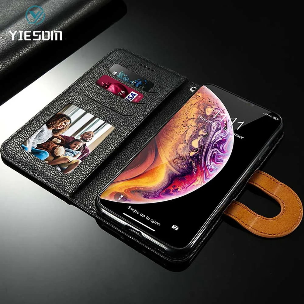 Роскошный чехол для Apple iPhone XS Max XR X 8 7 6 S плюс Litchi кожаный бумажник Filp