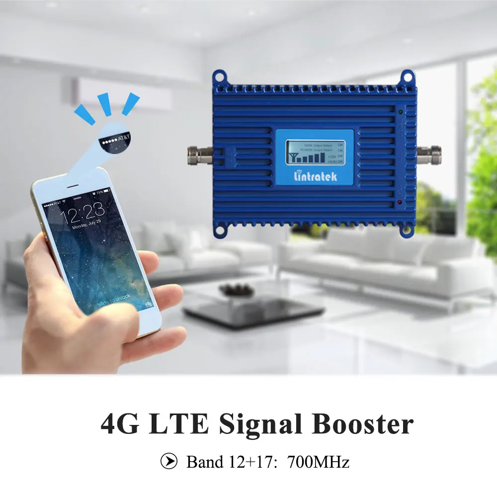 Lintratek 70dB Gain 4G Signal Booster Band 12 +