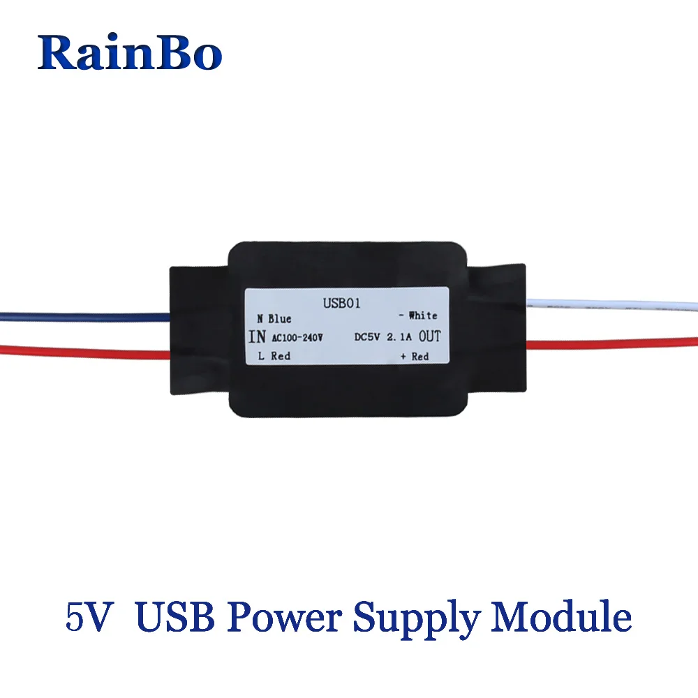 RainBo 5 В USB источника питания модуль 2.1A мобильного телефона зарядки Вход AC100~ 240 В Выход напряжение DC 5 В 2100mA USB01