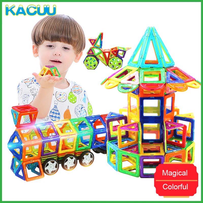 

KACUU 71-149PCS DIY Constructor Big Size Magnetic Building Blocks Designer Square Triangle Enlighten Bricks Toys For Children