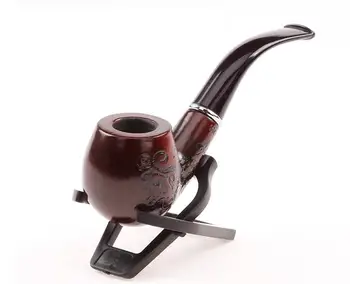 

10pcs/lot Wood PIPE for men as grinder and tobacco accessary to smoke High-grade wooden pipe with plastic rack