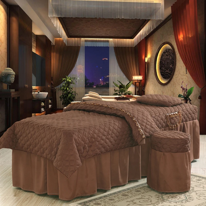 

High-grade beauty salon pillowcase duvet cover sets thick beauty bed bedspread custom cotton fumigation massage fitted bed sheet