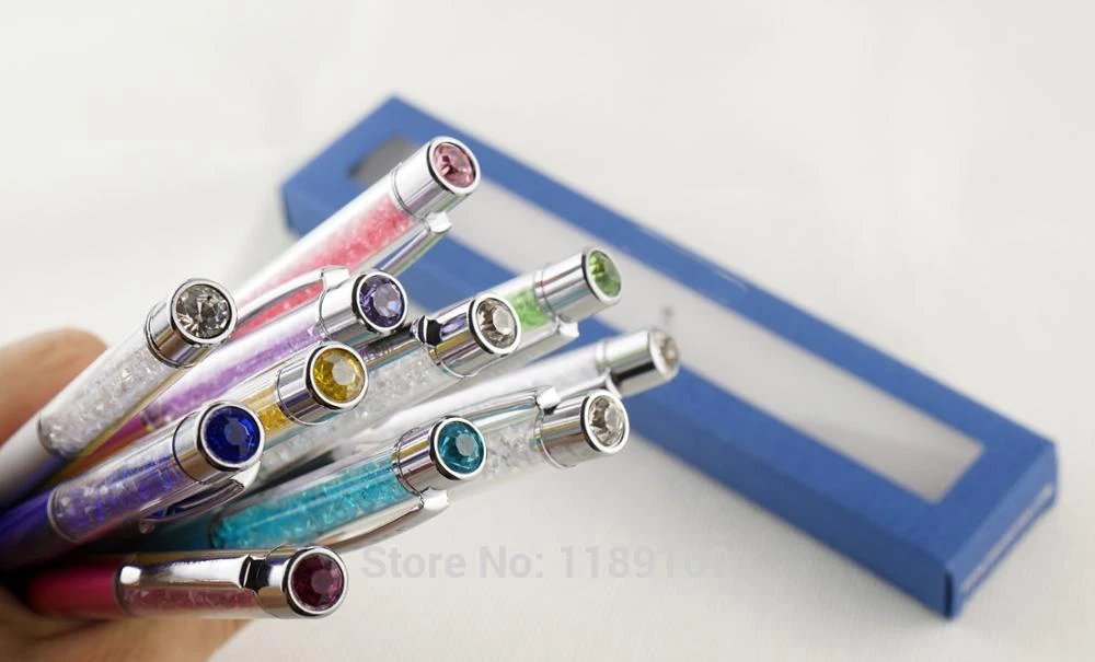 Милая Шариковая ручка с кристаллами сверху и бриллиантами с подарочным логотипом, чехол в коробке, рекламные товары, подарочная ручка