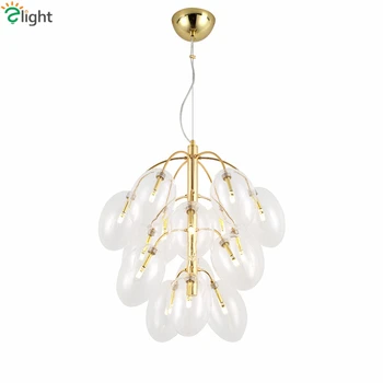 

Post Modern Glass Bulbble Led G4 Chandelier Plate Metal Pendant Chandelier Glass Grape Chandelier Lighting Lustre Fixtures