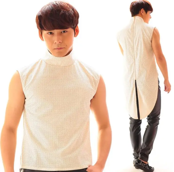 Personnalisé Chanteur Hommes Blanc blanc Masculino Colete Clothing Street Smoking D'origine Danse De Style Robe Scène Magie Star Noir Gilet Découpe wz8THqE