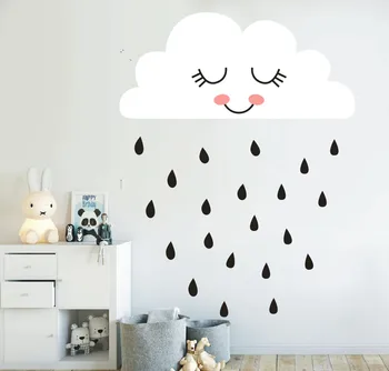

Kids Nursery Room Sweet Clouds with Raindrop Wall Decal Art Nursery Bedroom Living House Decor Wall Poster DIY Children