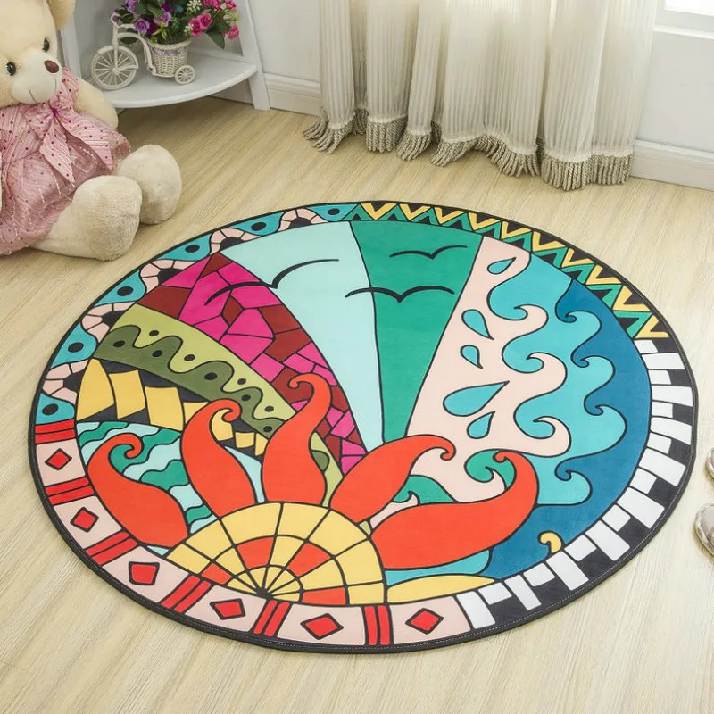 Round Cartoon Style Kids Carpets Anti-Skid Rugs For Bedroom/Bathroom Competer Chair Mats Cute Animals Rugs Round Cartoon Style Kids Carpets Anti-Skid Rugs For Bedroom/Bathroom Competer Chair Mats Cute Animals Rugs