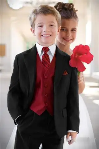 Мальчик мальчика костюм лацкане однорядные две кнопки серый свадебный цветок детская одежда костюм-тройку(куртка+ брюки+ ЖИЛЕТ - Цвет: AS PICTURE
