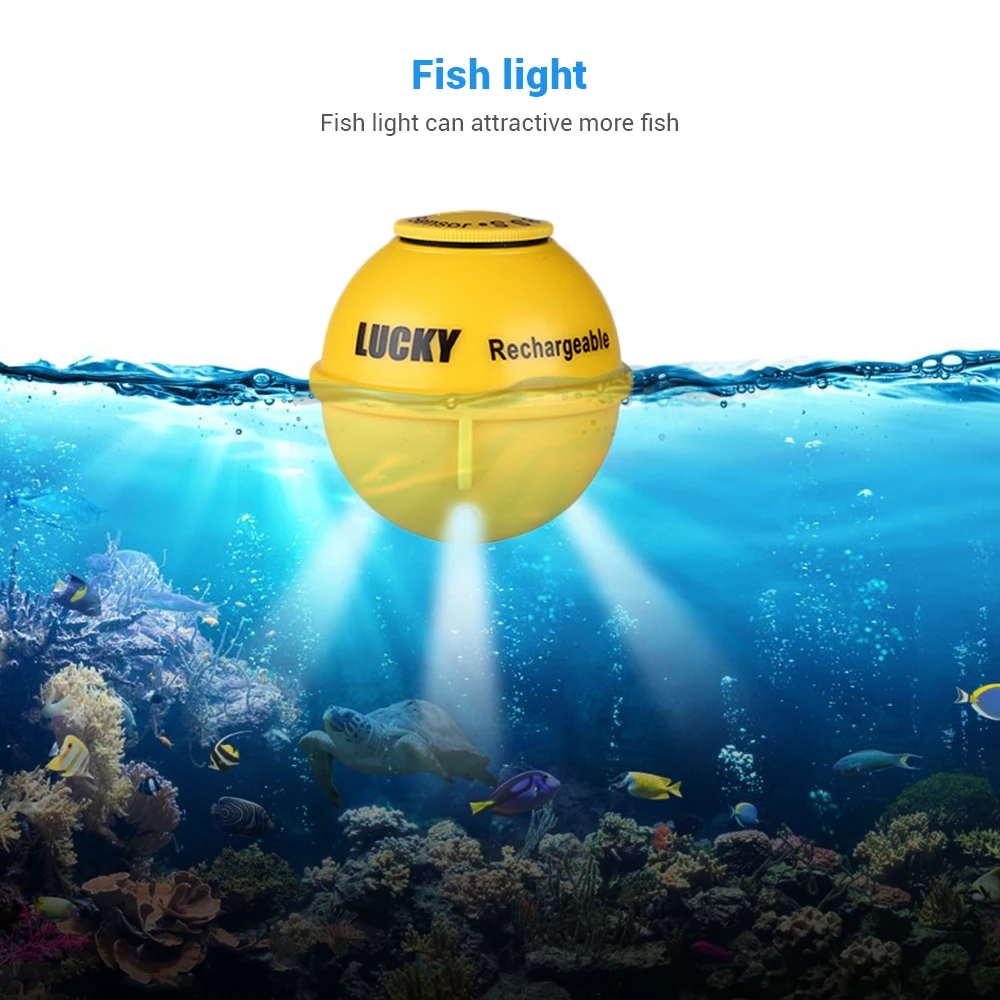 محظوظ FF718LiC-WLA 45 M/147 قدم سونار عمق للماء Fishfinder اللاسلكية المحمولة صياد السمك اللون عرض جذابة مصباح