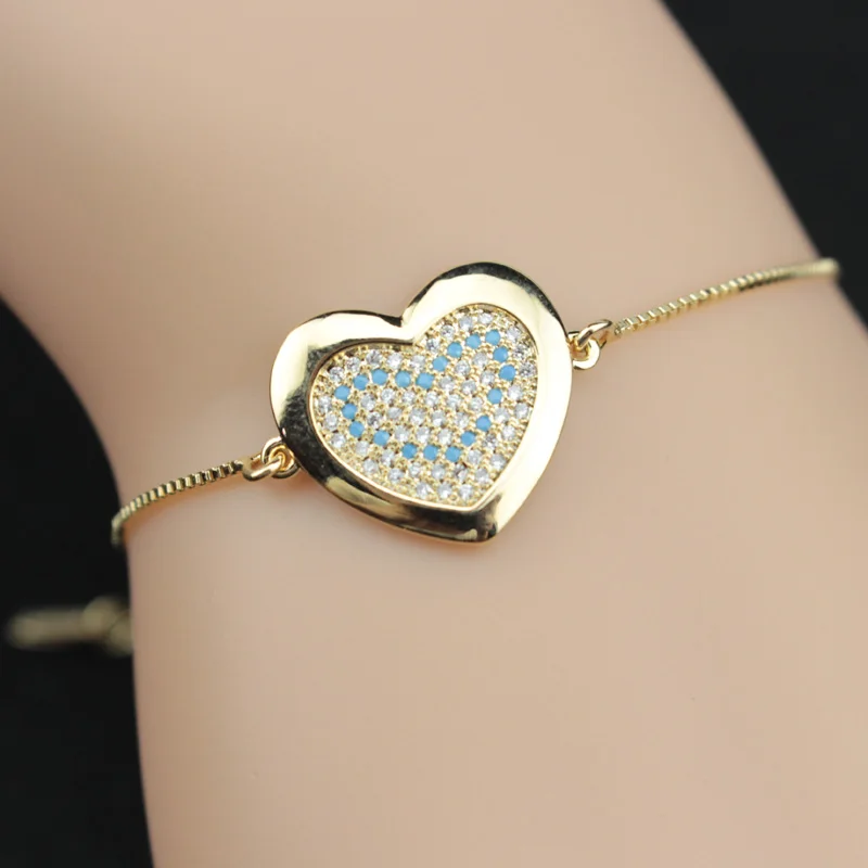 16x17mm heart shape bracelet charming with bracelet with gold planted