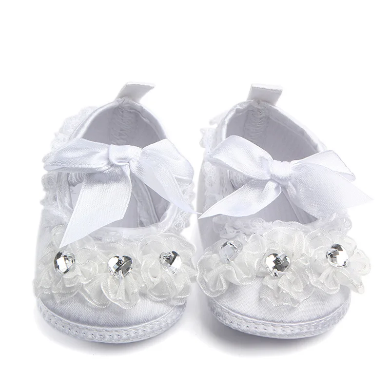 Delebao фирменные прозрачные кружевные и кружевные детские туфли с кристаллами чисто белые туфли для новорожденных торжественные крещения/ - Цвет: White