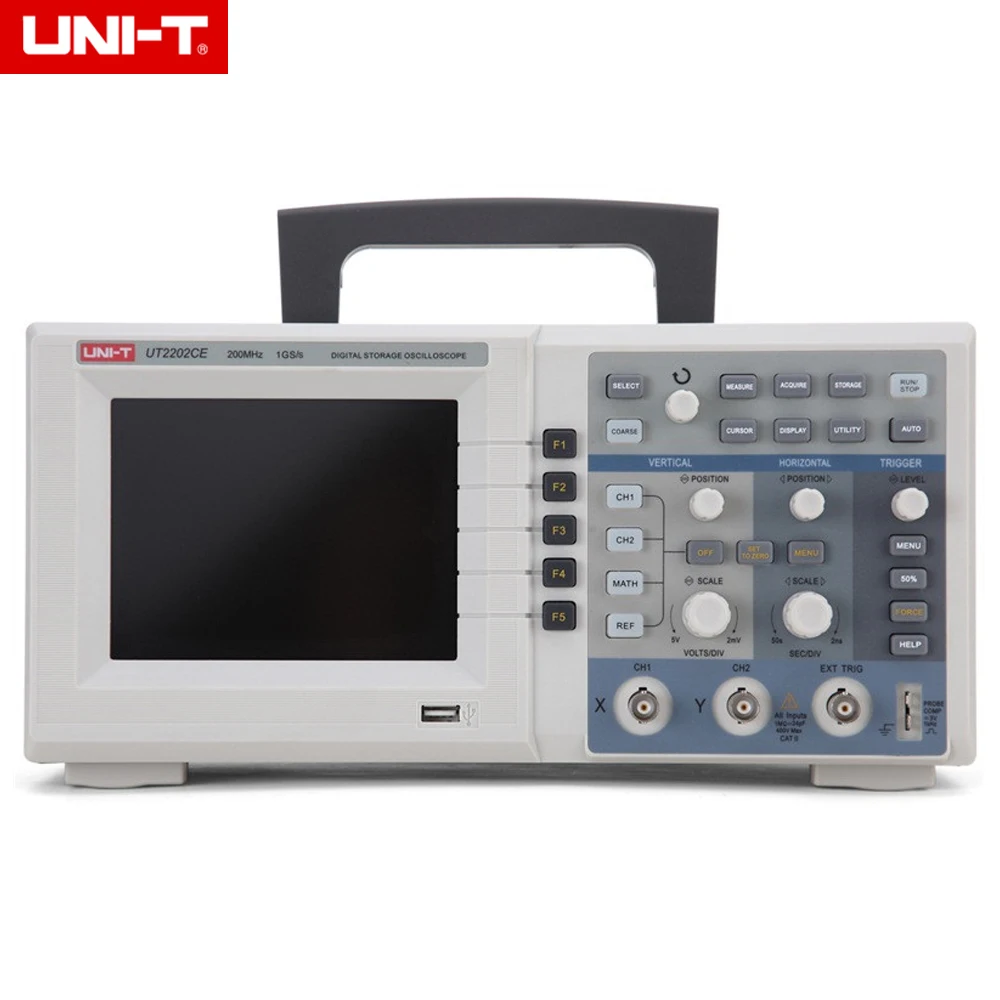

UNI-T UTD2202CE 200MHz 1GS/s Digital Storage Oscilloscope Dual Channels 5.7" TFT LCD Scopemeter w/USB Device