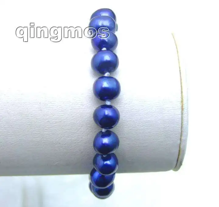 

Sale Blue 7-8mm natural freshwater Pearl 7.5" bracelet -bra211 Free shipping Wholesale/retail