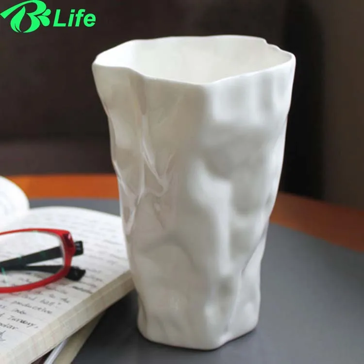 

500ml White Folds Cup High-quality Lead-free Bone china Art Design Coffee fruit juice Mug Cup Tea Water Bottle Office Home Use