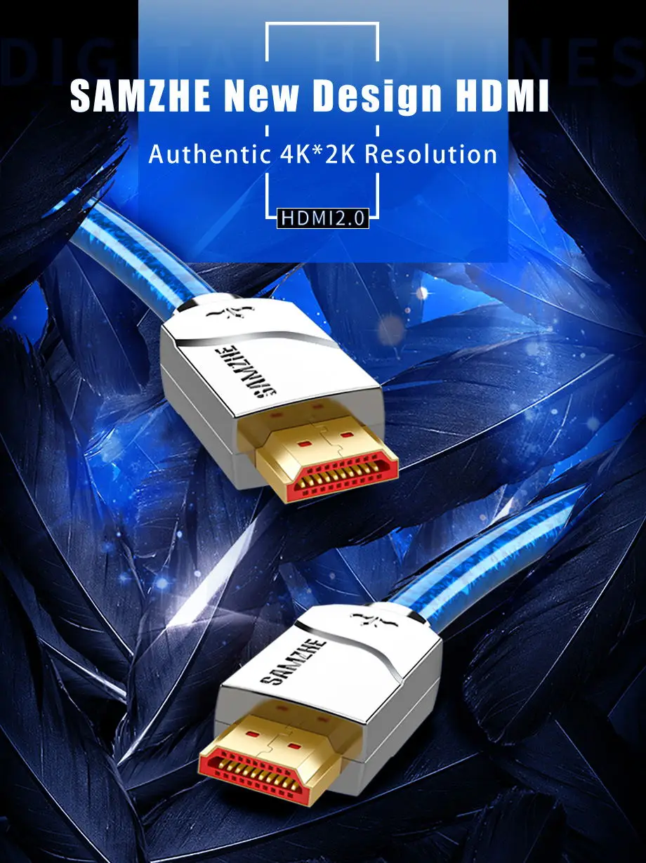 SAMZHE 4k HDMI кабель Кабо hdmi к hdmi 2,0 2160p 3D 1 м 1,5 м 2 м 3 м 5 м 8 м 10 м 12 м 15 м для PS4 xbox проектор HD tv box ноутбука