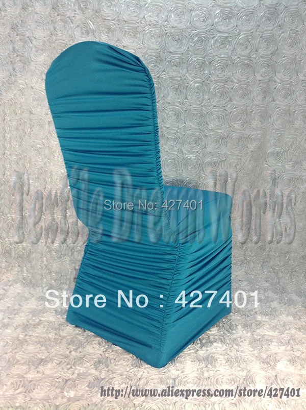 Hot Sale Turquoise Ruffle Lycra Chair Cover /wedding chair covers/Flouncing Chair Cover For